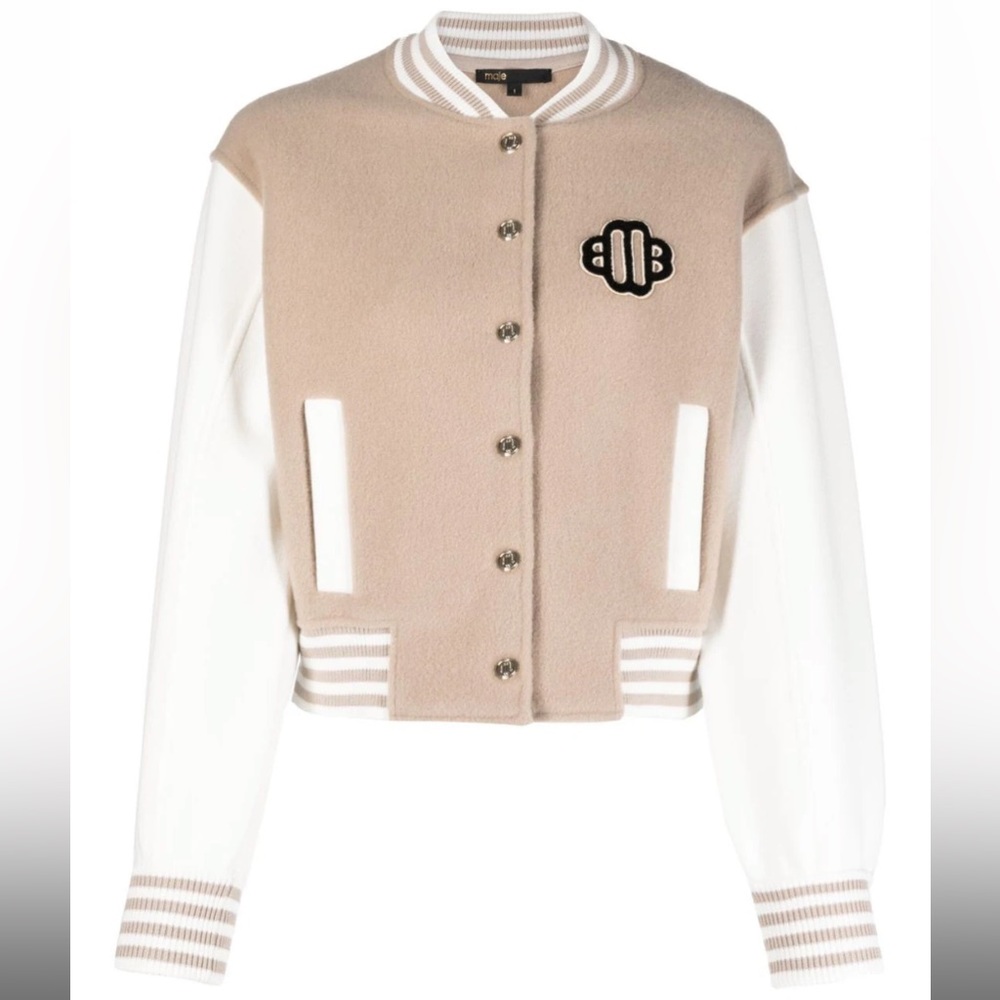 Maje Knit Bomber Jacket with Wool